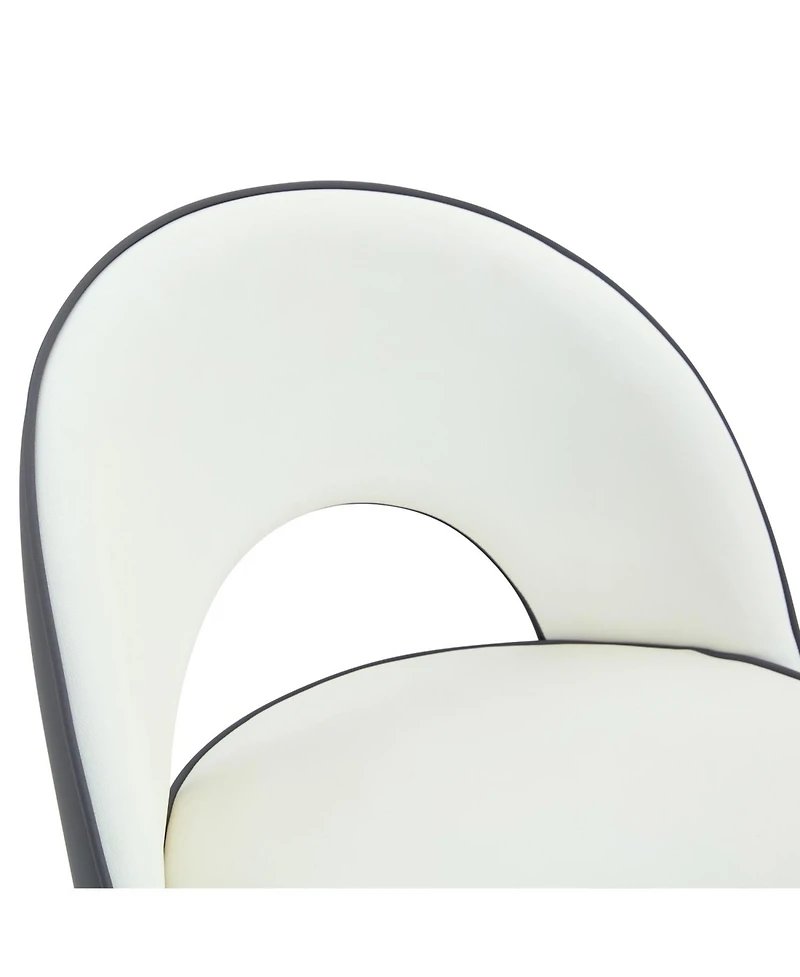 Streamdale Furniture 360 Swivel Bar Stools White & Gray Pu Black Metal Legs Set of 2