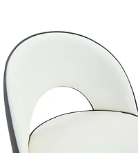 Streamdale Furniture 360 Swivel Bar Stools White & Gray Pu Black Metal Legs Set of 2