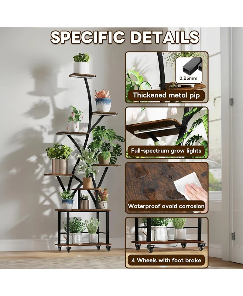 Streamdale Furniture Lighted 8-Tier Plant Stand Indoor
