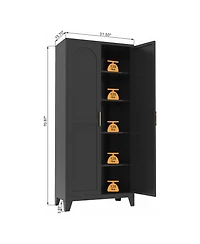Streamdale Furniture 71" Metal Storage Cabinet with Doors & Adjustable Shelves (Black)