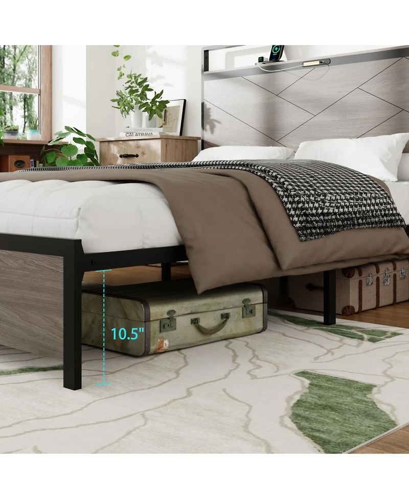 Streamdale Furniture Full Bed Frame with Led Headboard & Usb