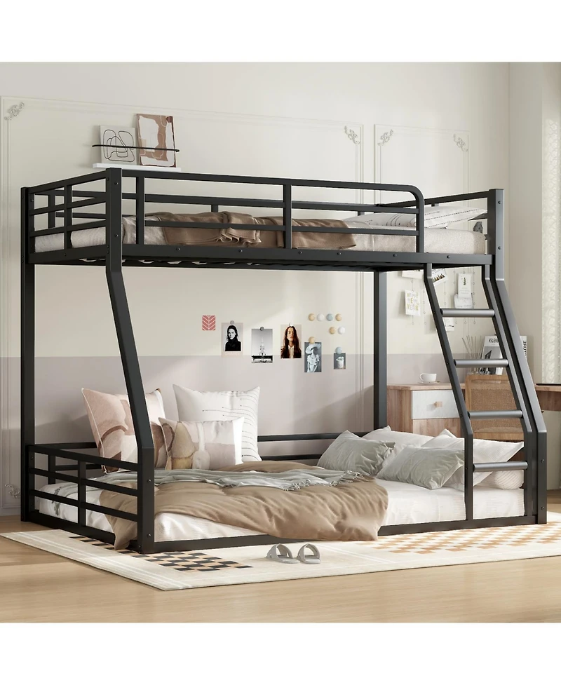 Streamdale Furniture Metal Twin Over Full Bunk Bed Frame - Black