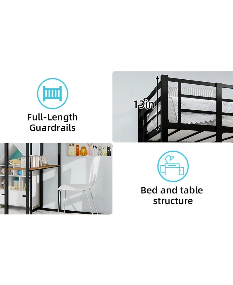 Streamdale Furniture + Multi-Piece Set + Iron + L-Shaped Desk & Stairs + Bed