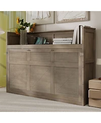 Streamdale Furniture Twin Xl Size Murphy Bed with Desk, Led Light and Usb Charging Station