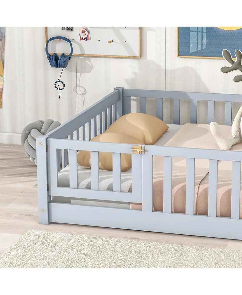 Streamdale Furniture Streamdale Floor Bed with Fence & Door - Grey