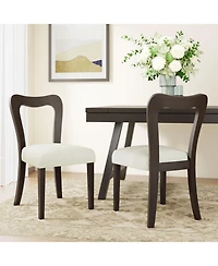 Streamdale Furniture Dining Chair Without Arm (dark brown+beige) Set of 2