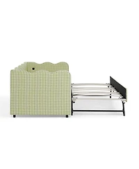 Streamdale Furniture Cozy Daybed with Trundle, Usb Port, Linen.