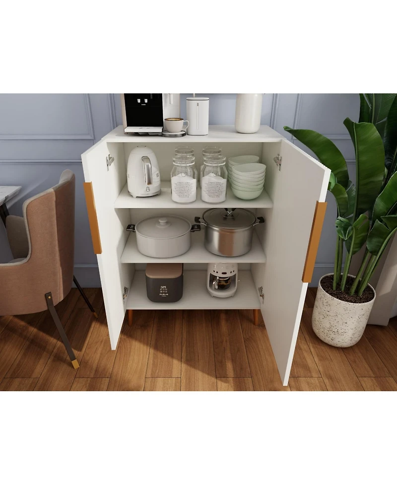 Streamdale Furniture Modern White Sideboard Cabinet - Gold Handles