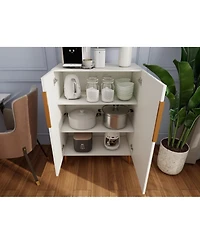 Streamdale Furniture Modern White Sideboard Cabinet - Gold Handles