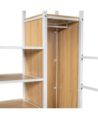 Streamdale Furniture Metal Loft Bed with Work Station, Wardrobe & Storage Staircase, White