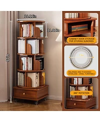 Streamdale Furniture Rotating 5-Tier Corner Bookshelf with Drawer (Walnut)