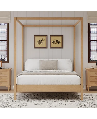 Streamdale Furniture King Canopy Bed Frame - Solid Wood Platform Bed