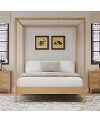 Streamdale Furniture King Canopy Bed Frame - Solid Wood Platform Bed
