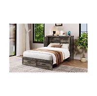 Streamdale Furniture Murphy Bed Cabinet Full Size with Charging Station