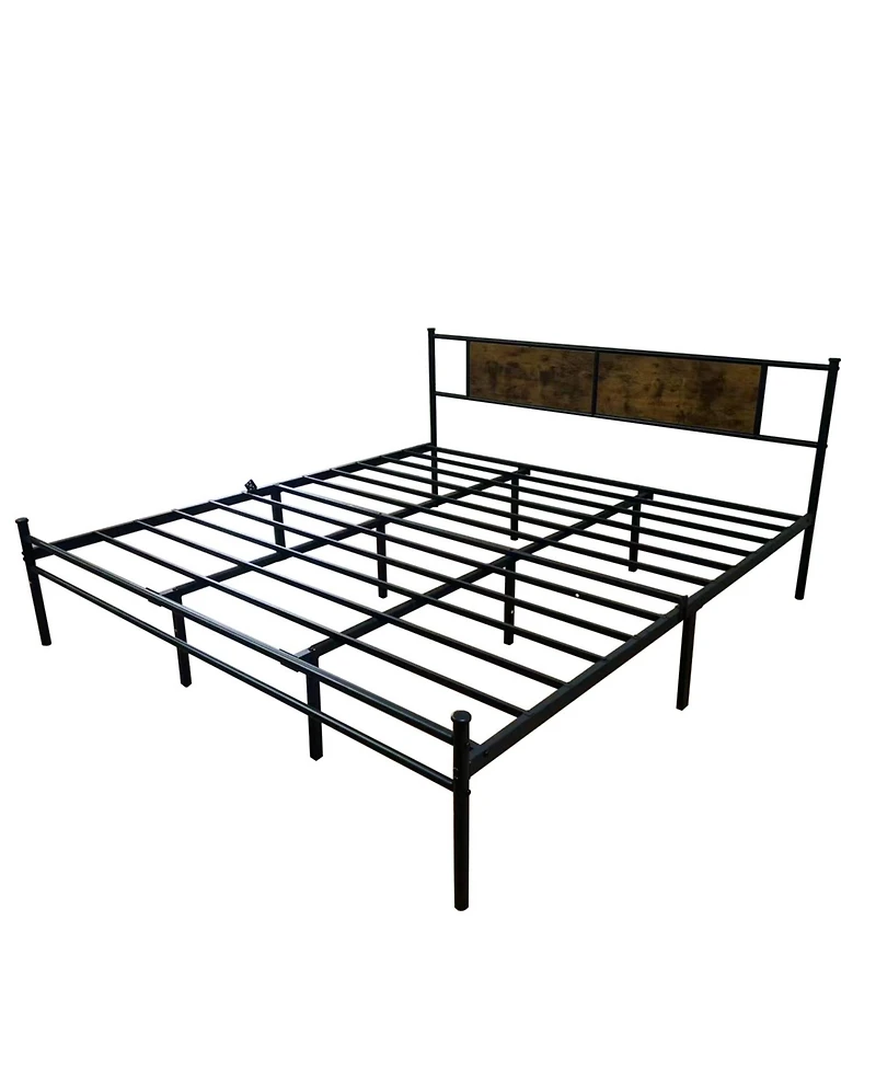 Streamdale Furniture King Bed Frame Wood Headboard Footboard Metal Platform Mattress Foundation