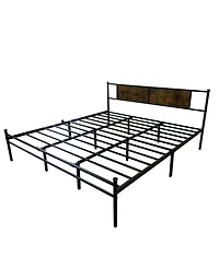 Streamdale Furniture King Bed Frame Wood Headboard Footboard Metal Platform Mattress Foundation