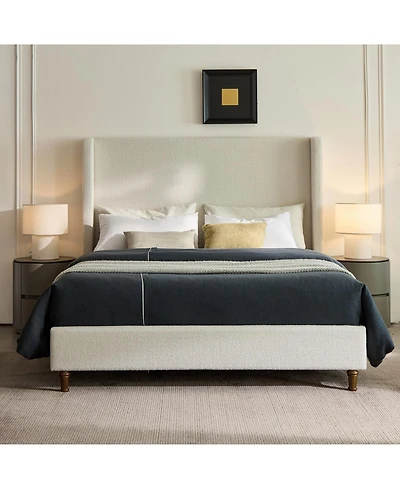 Streamdale Furniture Harper Tall Upholstered Bed - King - Cream Boucle