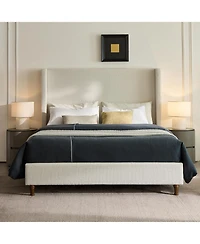 Streamdale Furniture Harper Tall Upholstered Bed - King - Cream Boucle