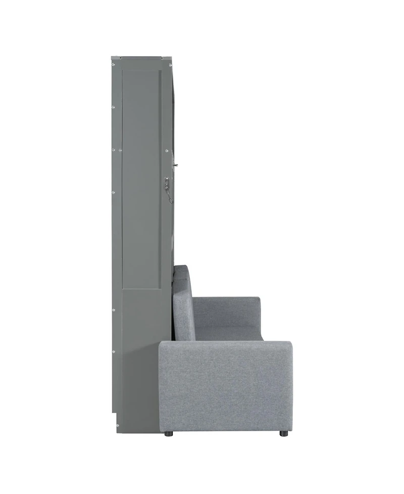 Streamdale Furniture Queen Size Murphy Bed Wall Bed with Sofa,Gray