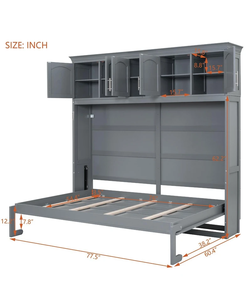 Streamdale Furniture Murphy Bed Wall Bed with Top Cabinets