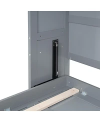 Streamdale Furniture Queen Size Murphy Bed Wall Bed with Top Cabinets,Gray