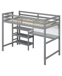 Streamdale Furniture Twin Loft Bed with Shelves, Desk & Board - Gray