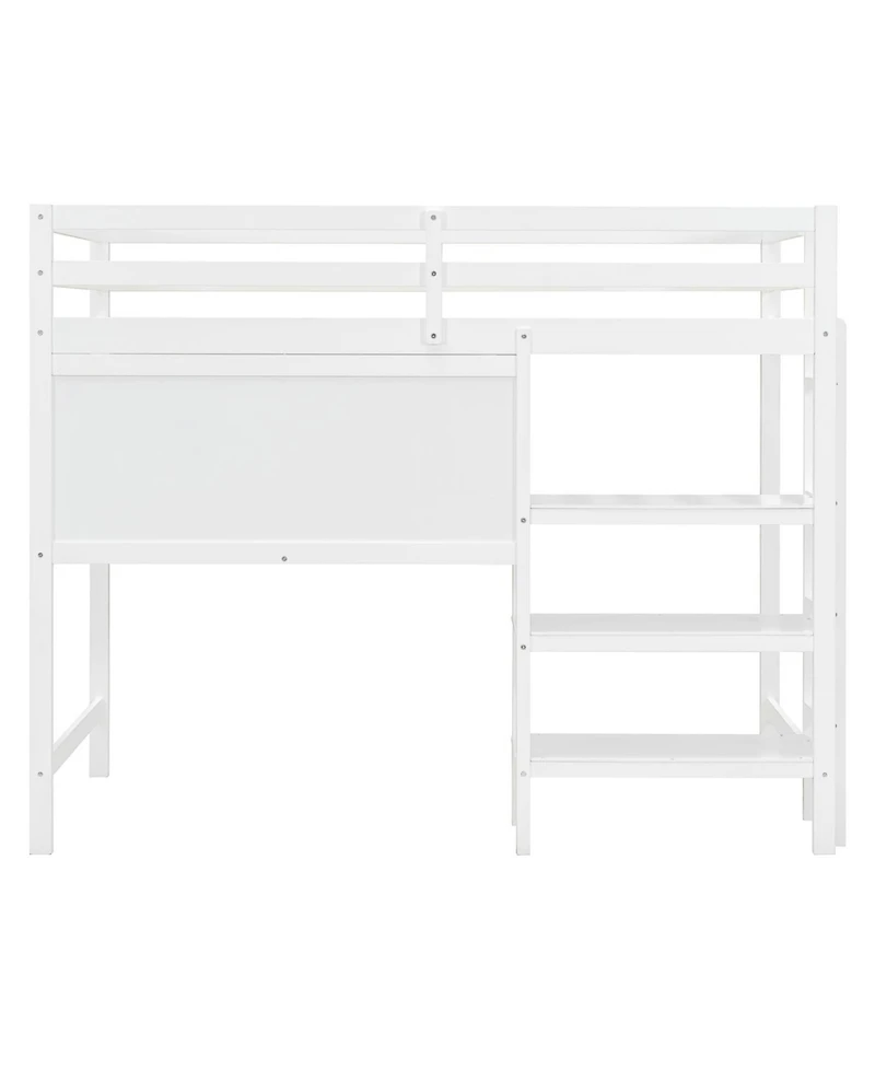 Streamdale Furniture Twin Loft Bed with Shelves, Desk & Board - Gray