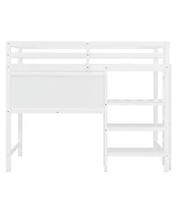 Streamdale Furniture Twin Loft Bed with Shelves, Desk & Board - Gray
