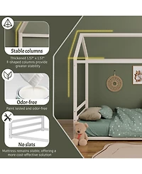 Streamdale Furniture Montessori Metal Floor Bed Frame, House Bed with Guardrails, Kids/Toddlers.