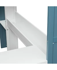 Streamdale Furniture Wood Loft Bed w/ Storage, Shelves, Desk, Rails - White/Blue