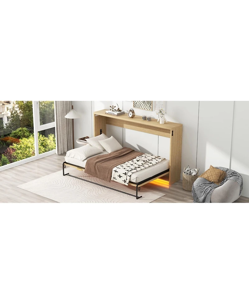 Streamdale Furniture Twin Xl Size Murphy Bed with Led Light, can be Folded into a Cabinet