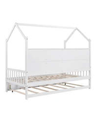 Streamdale Furniture Wooden Twin House Bed with Trundle & Shelf