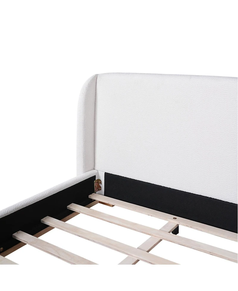 Streamdale Furniture King Size Bed Frame, Boucle Wingback Headboard, White