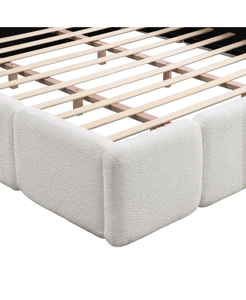 Streamdale Furniture California King Boucle Platform Bed, White