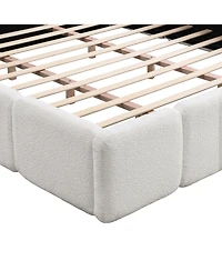 Streamdale Furniture California King Boucle Platform Bed, White