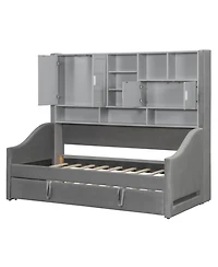 Streamdale Furniture Twin Upholstered Daybed with Led, Storage & Trundle