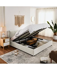Streamdale Furniture King Chenille Hydraulic Storage Bed
