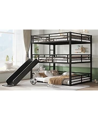 Streamdale Furniture Triple Bunk Bed with Slide, Metal, Heavy-Duty