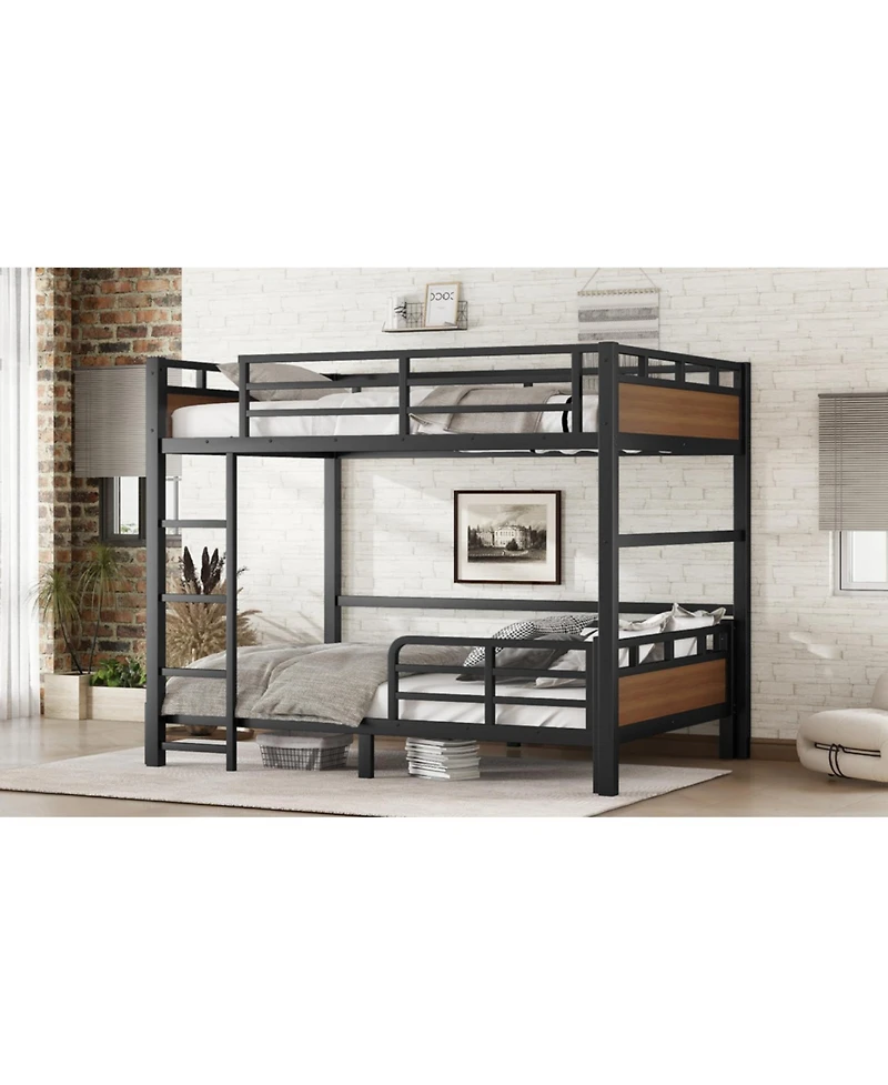 Streamdale Furniture Full Xl Bunk Bed/Loft Bed, Separable, Security Rail, Walnut