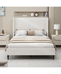 Streamdale Furniture Queen Bed Frame, 55.5" Upholstered Headboard, Boucle Fabric
