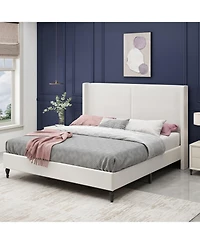 Streamdale Furniture King Size Bed Frame, Boucle Upholstered Headboard, Wood Feet