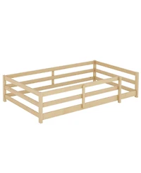 Streamdale FurnitureTwin Floor Bed Montessori with Fence - Natural