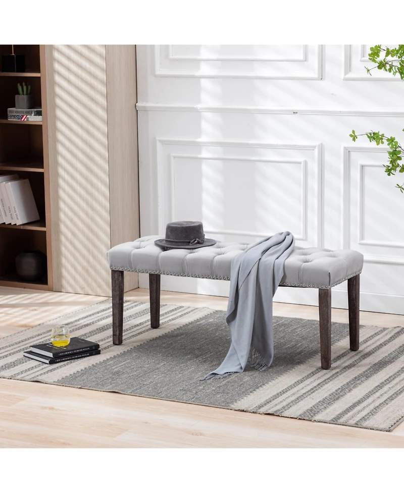 Streamdale Furniture Streamdale Tufted Velvet Bench Ottoman