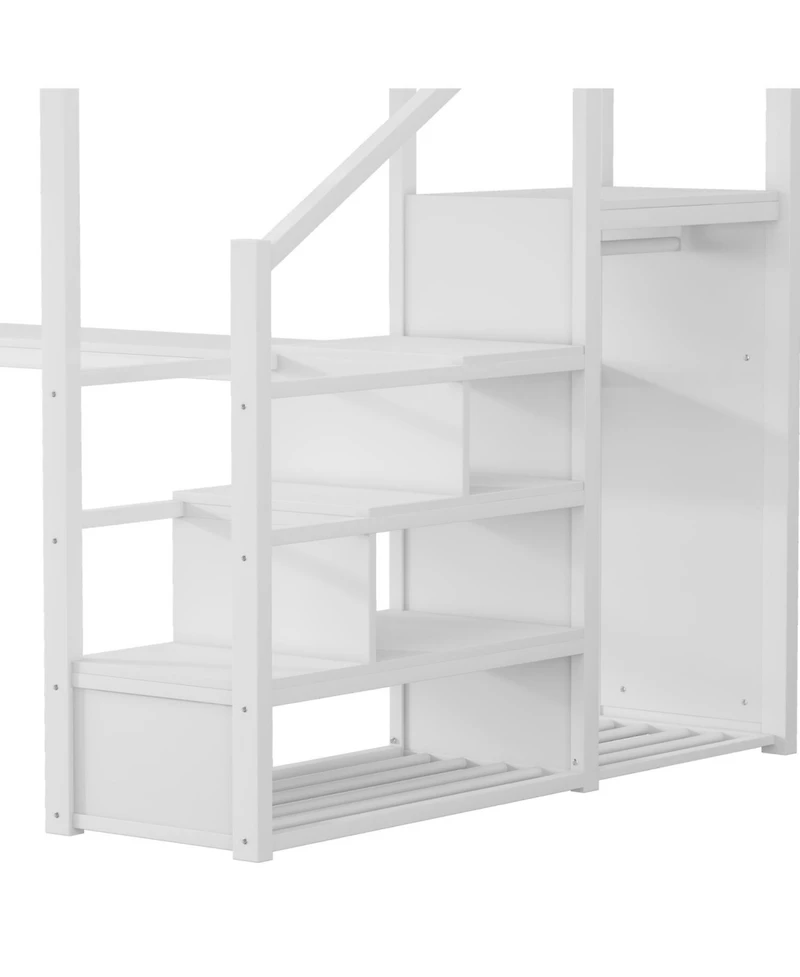 Streamdale Furniture Streamdale Queen Loft Bed with Desk, Stairs, Light & Charging Station