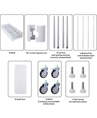 Streamdale Furniture 6-Tier Heavy Duty Metal Shelving Unit w/ Wheels & Liners - 84"H x 48"L x 20"D