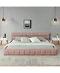 Streamdale Furniture California King Upholstered Platform Bed Frame - Pink