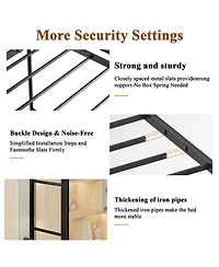 Streamdale Furniture Twin Loft Bed Frame with Storage - Easy Assembly, Secure Metal Slats