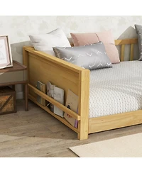 Streamdale Furniture Twin Floor Platform Bed w/ Book Rack Natural