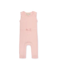 Hope & Henry Baby Girls Cinched Waist Romper Jacquard Blanket Gift Set