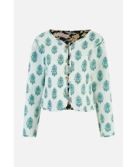 Yumi Women's Floral Reversible Cotton Quilted Jacket